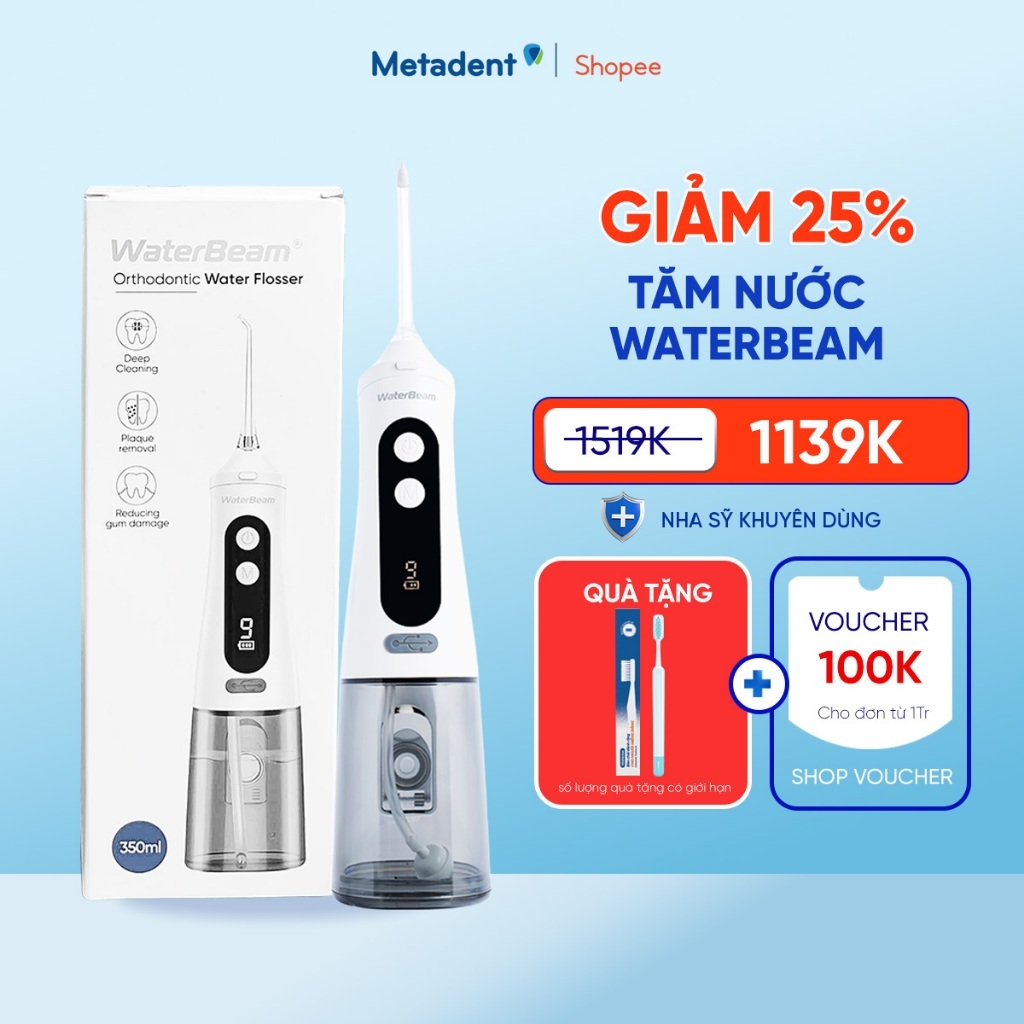 Máy tăm nước WaterBeam cho Người Niềng Răng, Chỉnh Nha được Nha sĩ khuyên dùng - Bảo Hành 12 tháng