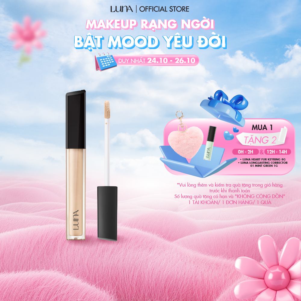 Kem che khuyết điểm lâu trôi Luna LongLasting Tip Concealer Cover-Fit hoàn hảo tự nhiên 7.5g