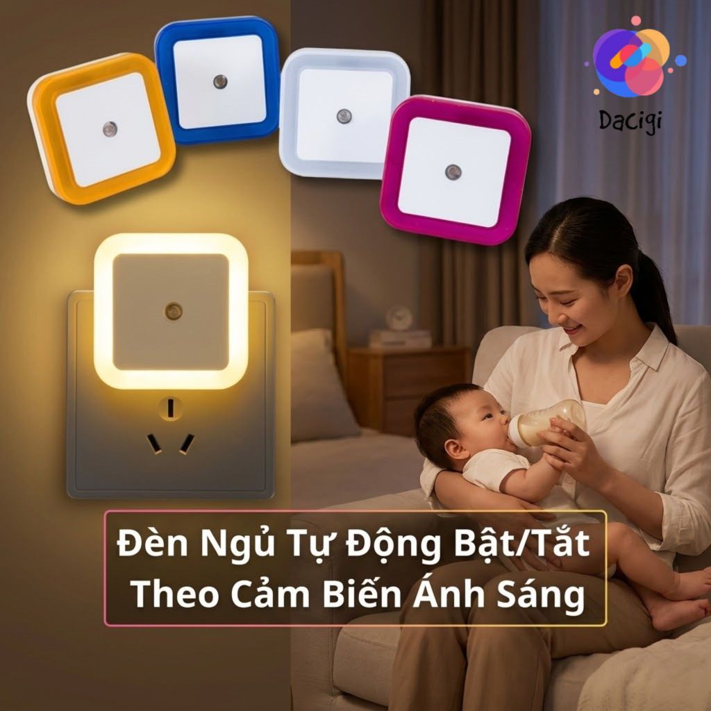 Đèn Ngủ Cảm Ứng Ánh Sáng Tự Động Bật Tắt Bóng LED Tiết Kiệm Điện Cắm Điện Trực Tiếp Decor Phòng Ngủ Cao Cấp