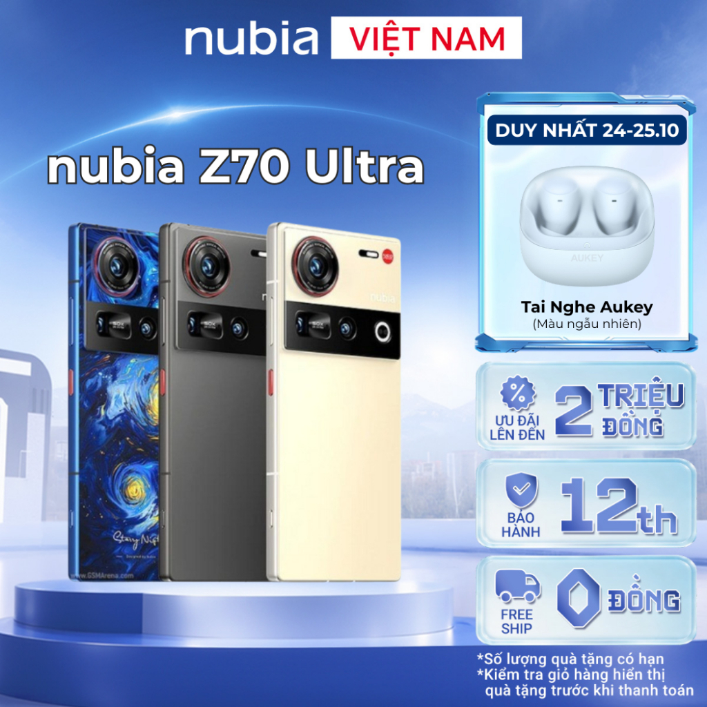 [GIÁ ƯU ĐÃI] Điện thoại Nubia Z70 Ultra I Snapdragon 8 Elite I Màn AMOLED 144Hz I Camera cảm biến Sony