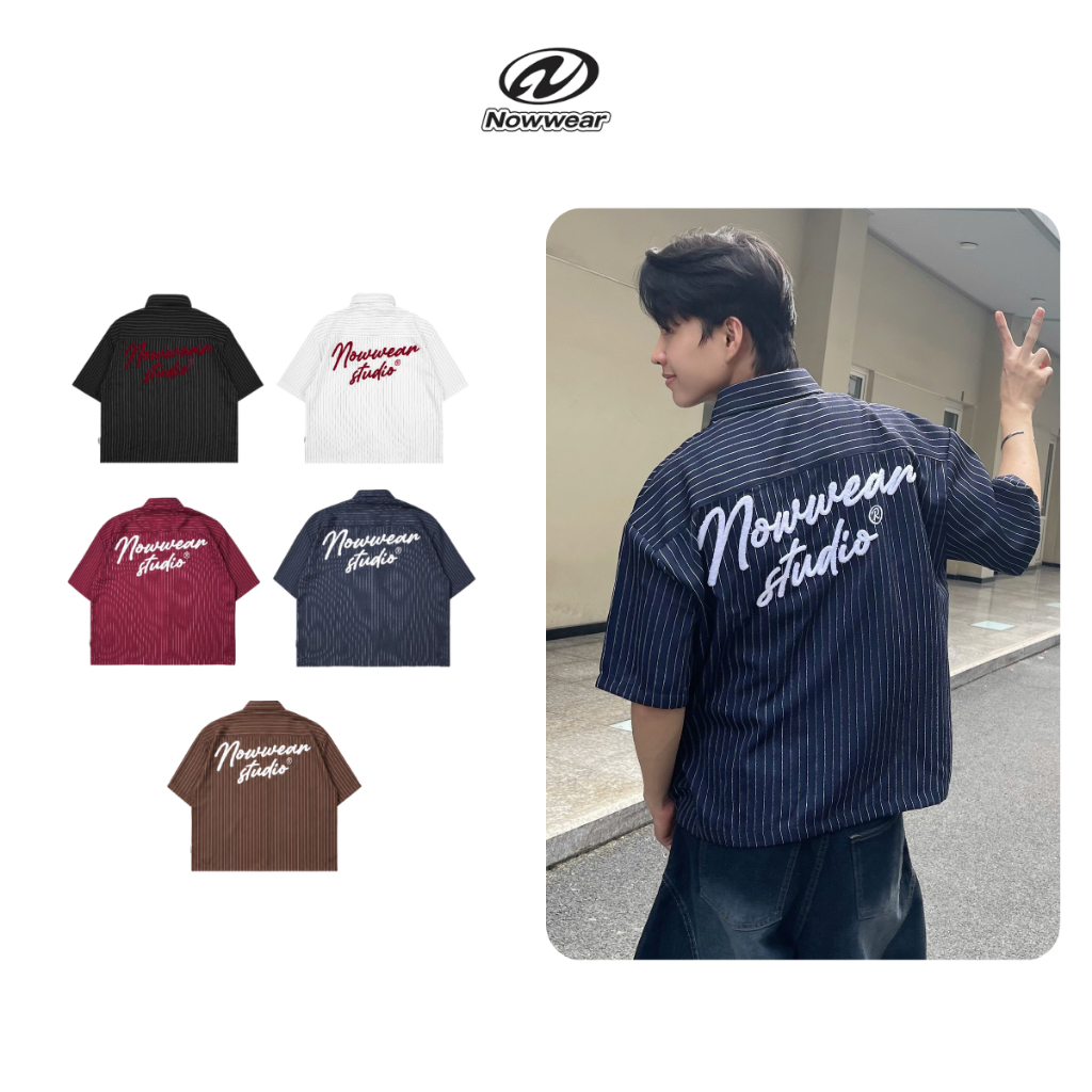 Áo Sơ Mi Boxy Thêu Xù Nowwear Unisex Local Brand - Nowwear