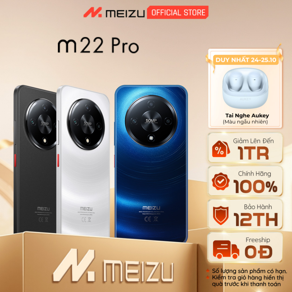 [GIÁ ƯU ĐÃI] Điện Thoại Meizu M22 Pro NFC l Mediatek Helio G81 l Màn Hình 6.79" HD+ 120Hz l Pin 5000mAh | Chính hãng