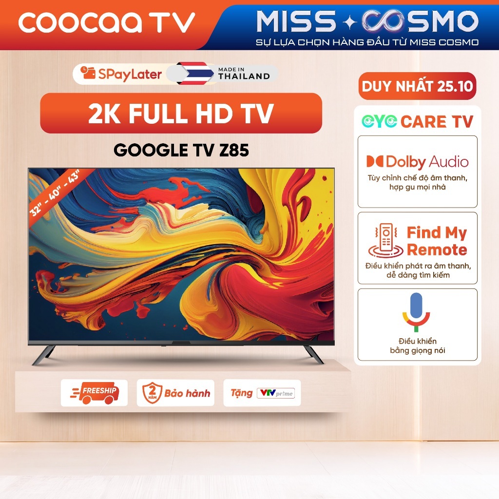 Smart Google TV COOCAA 32 inch HD 32Z85 |40-43 inch FHD 40Z85 43Z85 | Điều Khiển Bằng Giọng Nói| Miễn phí lắp đặt HCM-HN