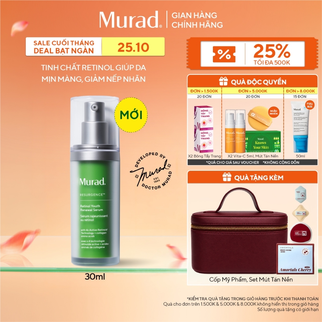 [PHIÊN BẢN MỚI] Tinh chất Retinol giúp da mịn màng và làm mờ nếp nhăn Murad Retinol Youth Renewal Serum 30ml