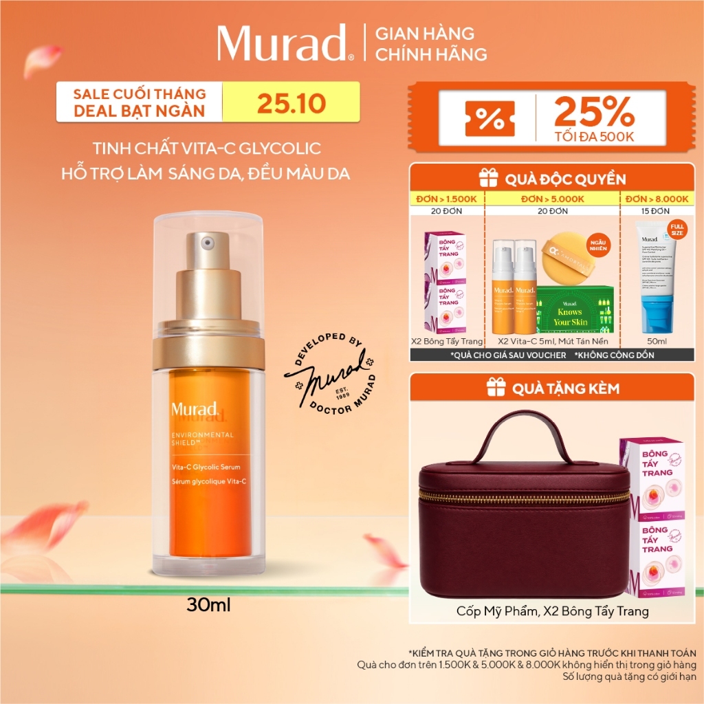 Tinh chất hỗ trợ sáng da, làm đều màu da Murad Vita-C Glycolic Serum 30ml