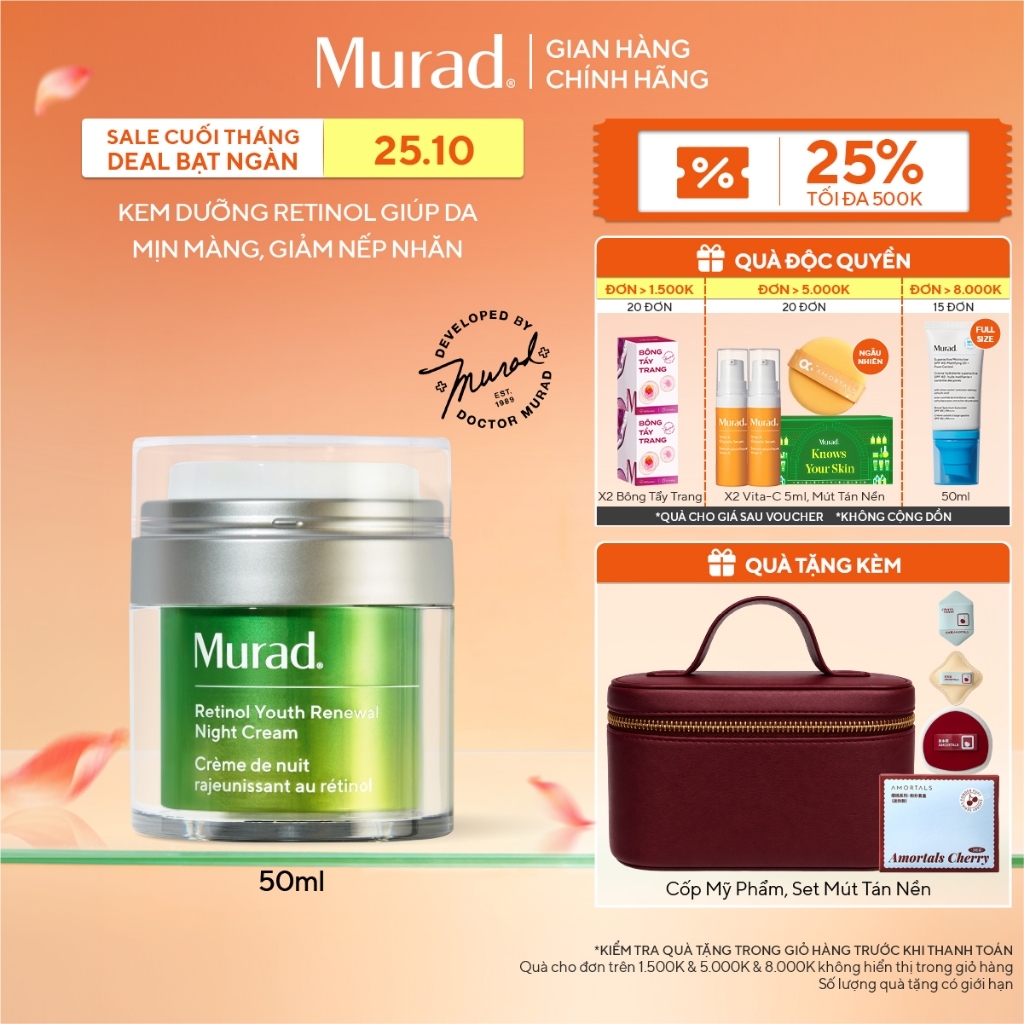 Kem dưỡng ẩm Retinol giúp da mịn màng và làm mờ nếp nhăn Murad Retinol Youth Renewal Cream 50ml