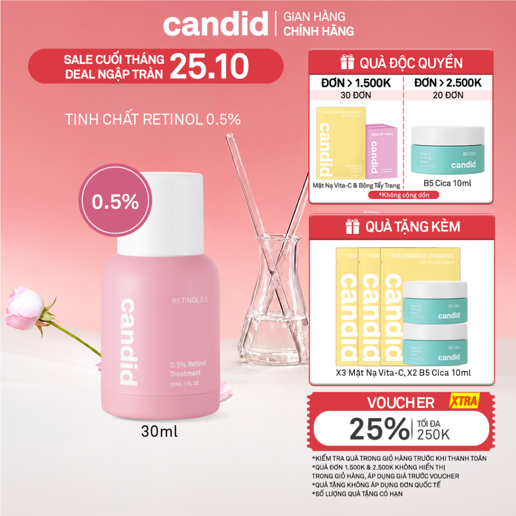 Tinh chất Retinol 0.5% Hỗ Trợ Cải Thiện Nền Da CANDID 0.5% Retinol Treatment 30ml