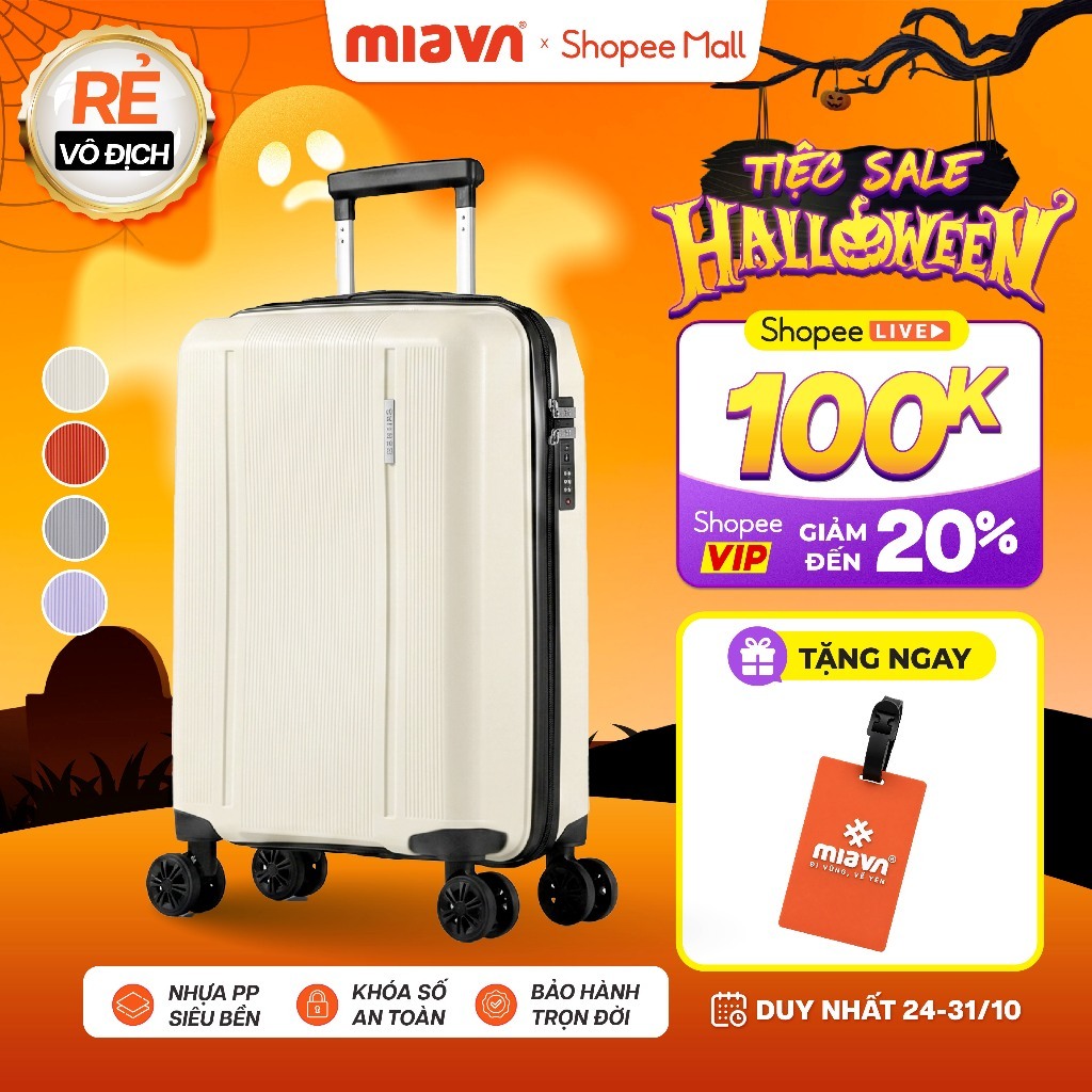 [🌟GIÁ TỐT] Vali Kéo MIAvn Larita ORIX Size 20/24 Inch - Nhựa PP Siêu Bền, Hạn Chế Bể Vỡ, Khoá Số, Bánh Xe Đôi