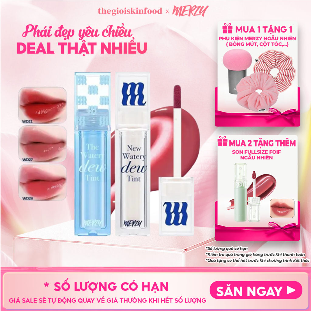 [Merzy New Dew] Son Tint Bóng Merzy Dạng Thạch Lâu Trôi, Môi Ẩm Mịn The Watery Dew Tint 4g ThegioiSkinfood