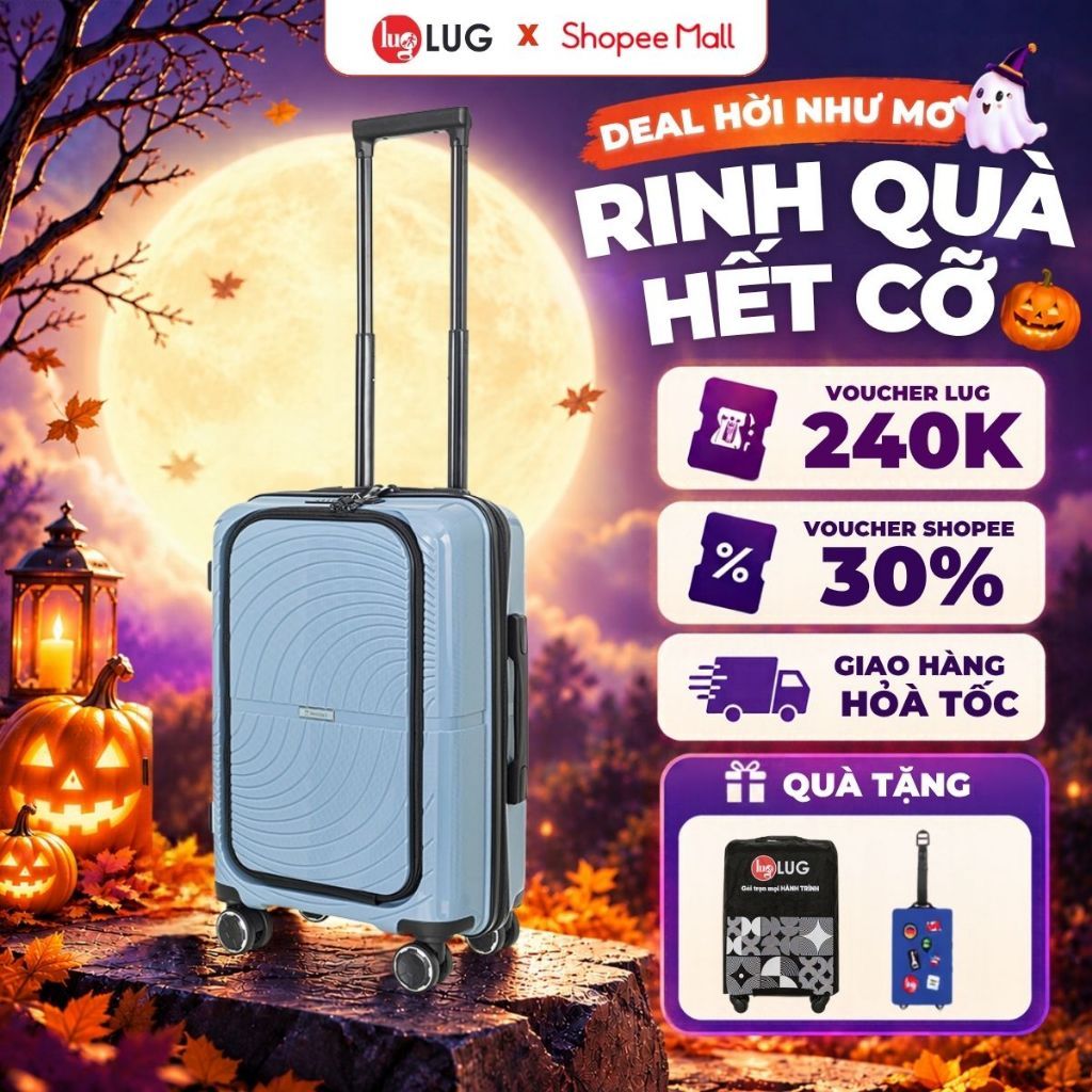 [CÓ NGĂN ĐỰNG LAPTOP] Vali Kéo LUG Holdall MP2611 - Size 20 Nhựa PP chống bể vỡ, Khoá Số Bảo Mật An Toàn