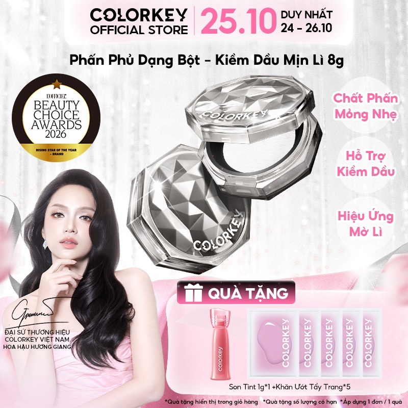 Phấn Phủ Bột Colorkey Kiềm Dầu 8g - Không Bị Flashback, Hạt Phấn Siêu Mịn, Mờ Lỗ Chân Lông, Lâu Trôi