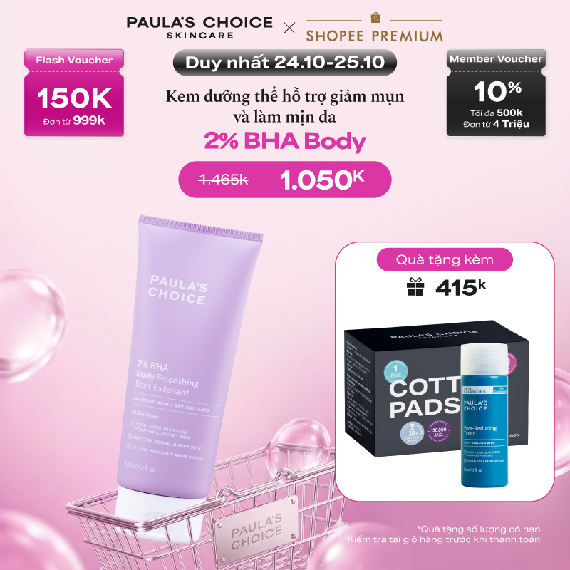 Kem dưỡng thể hỗ trợ giảm mụn và làm mịn da Paula's Choice 2% BHA Body Smoothing Spot Exfoliant - 5701