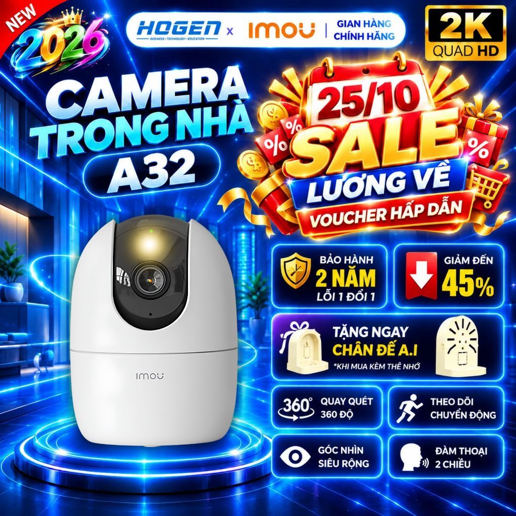 Camera Wifi Imou Trong Nhà A32/A52EP – Quay Quét 360, Đàm Thoại 2 Chiều, Hồng Ngoại Đêm, BH 24TH