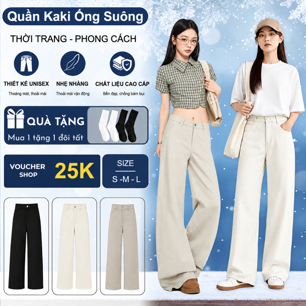 Quần Kaki Ống Suông Lovella Cạp Cao Nhiều Màu Tôn Dáng Form Unisex Nam Nữ -Y08