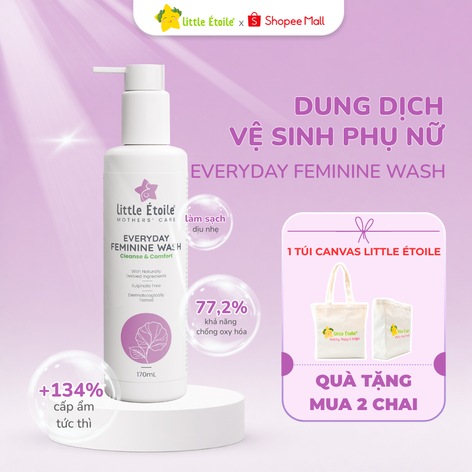 Dung dịch vệ sinh phụ nữ Little Étoile - Làm sạch dịu nhẹ, giữ ẩm, khử mùi và giảm ngứa cho phụ nữ