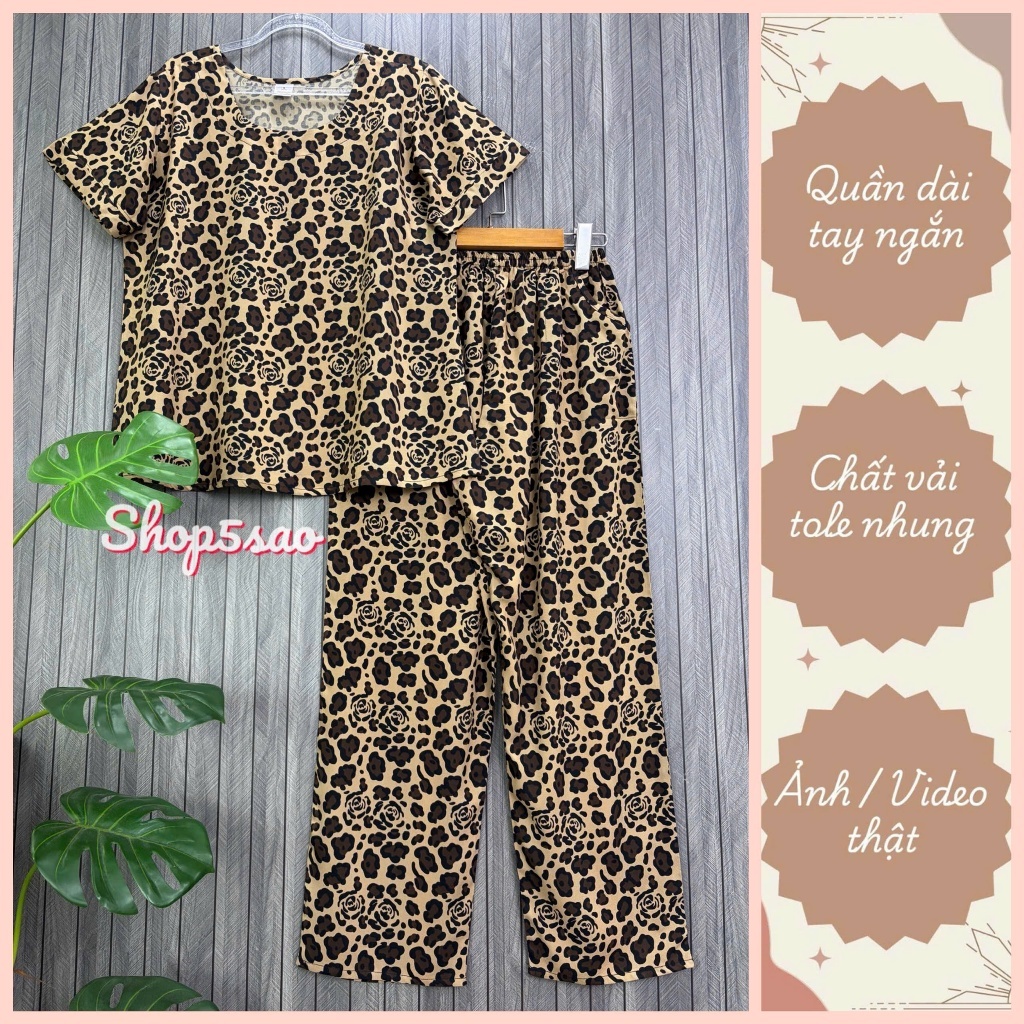 Đồ bộ tole trung niên, Bộ lanh mặc nhà quần dài, áo tay ngắn, chất tole nhung cao cấp SHOP5SAO [có bigsize] (50-80kg)