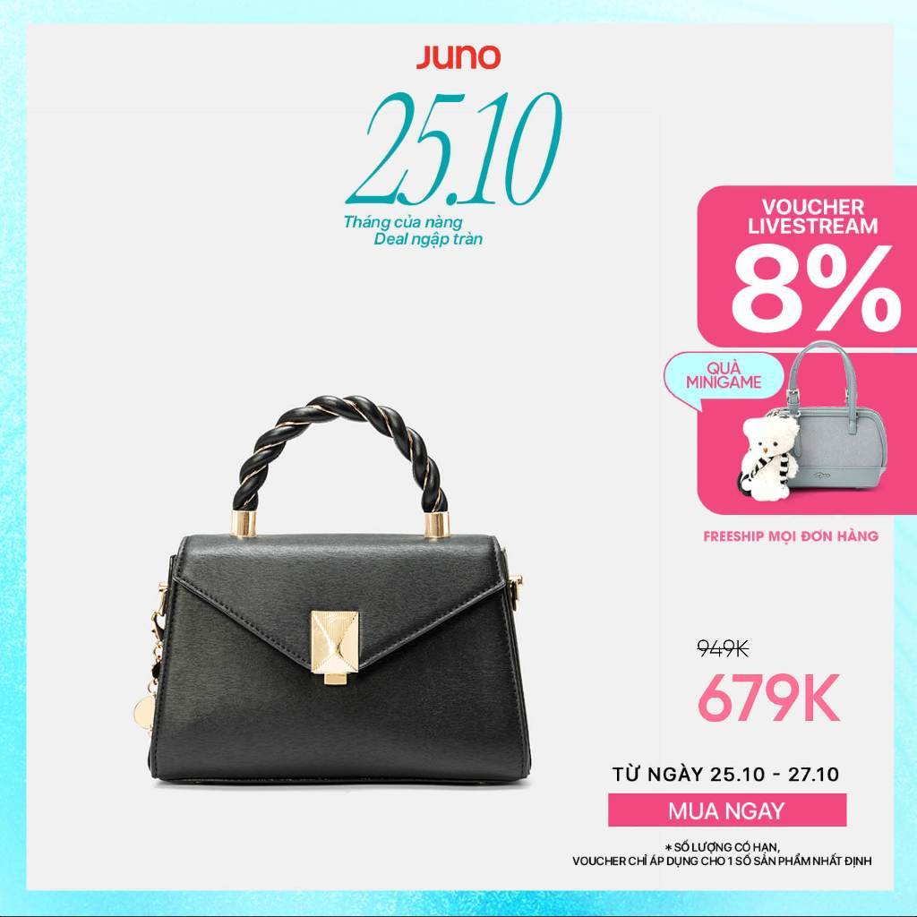 Túi Xách Nữ Thời Trang JUNO Cỡ Nhỏ Tay Cầm Xoắn Phối Charm Trang Trí TXN926