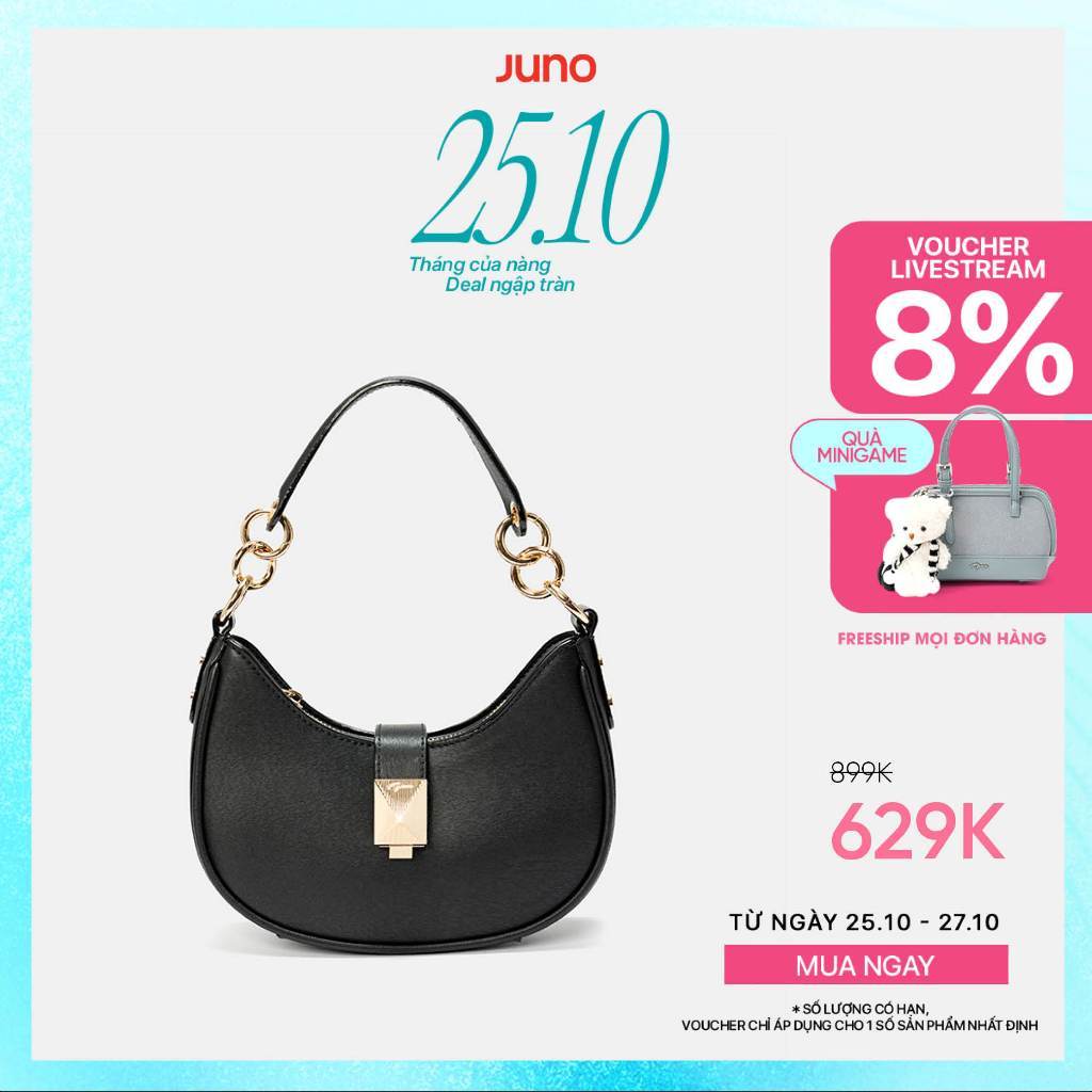 Túi Xách Nữ Thời Trang JUNO Cỡ Nhỏ Hobo Phối Charm Trang Trí TXN925