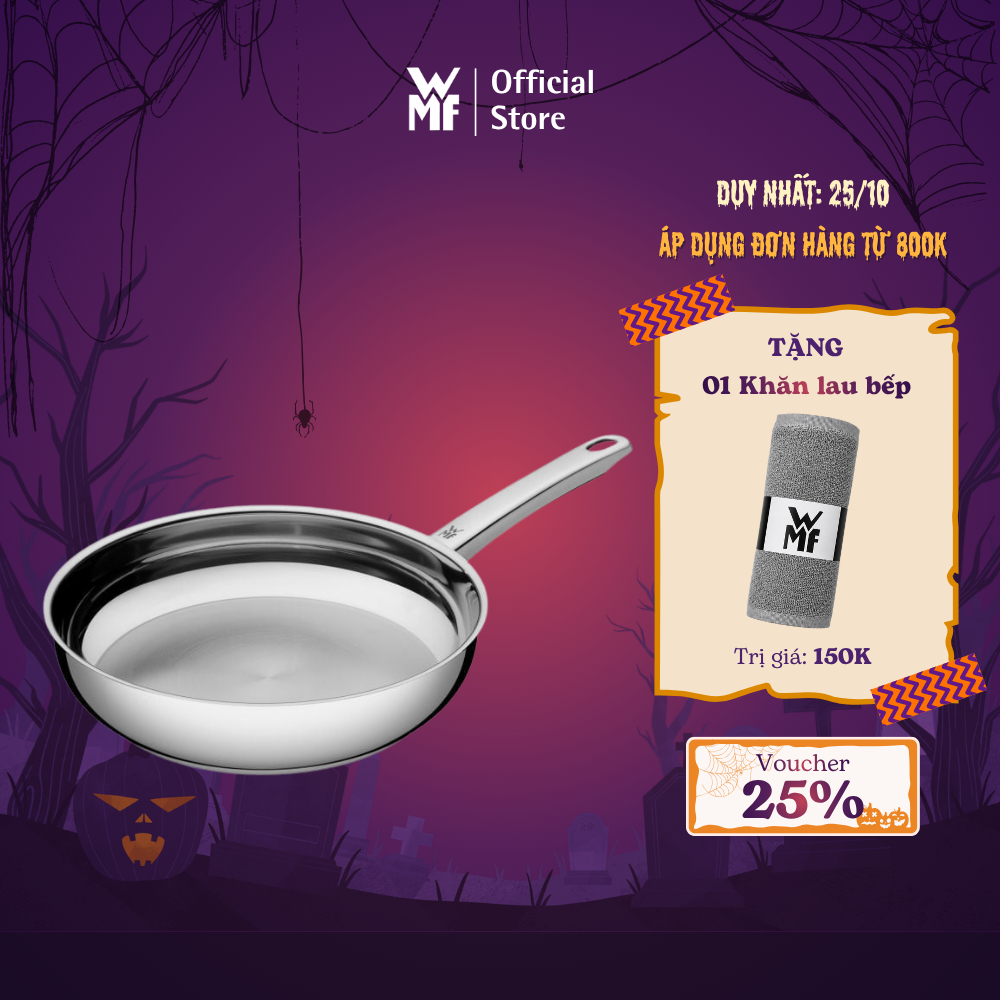 Chảo Thép WMF Profi size 20, 24, 28Cm Chất Liệu Thép Không Gỉ, Đáy Từ Dùng Cho Mọi Loại Bếp