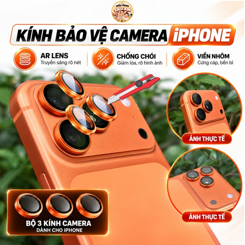 Kính cường lực bảo vệ lens camera iphone 2 tầng KTMStore,12 promax 13Promax 14Promax/15Promax 16Promax 17 18Promax Air