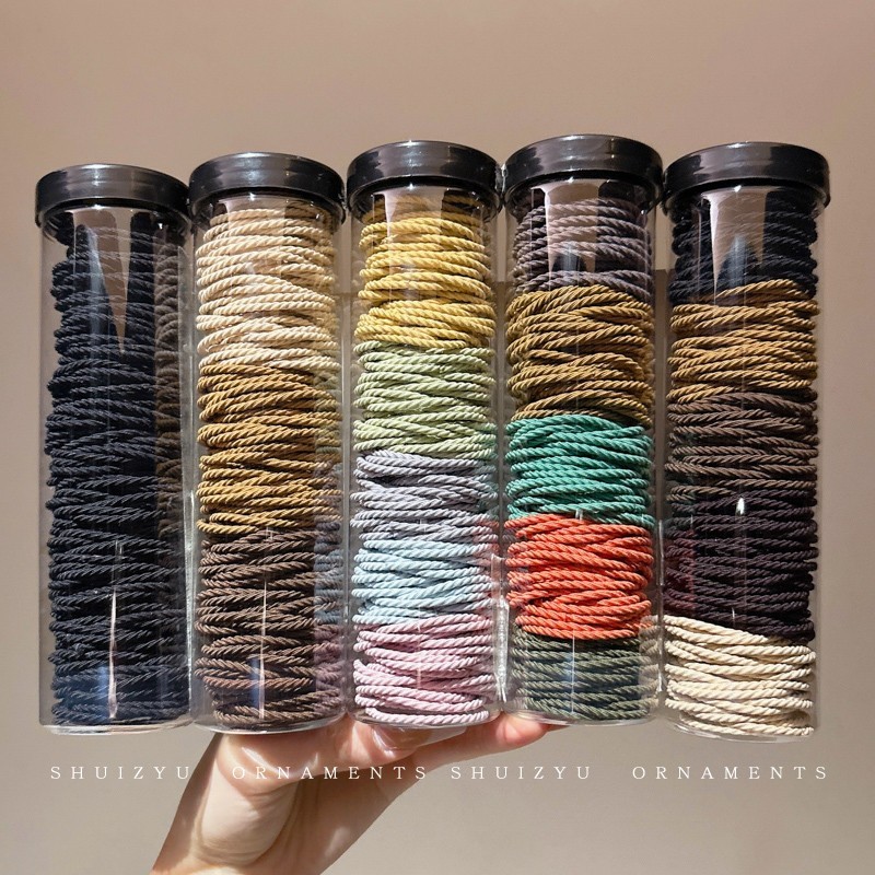 Hộp 100 chun buộc tóc nhiều màu  set 100 dây thun cột tóc siêu xinh(T1-KHO2)