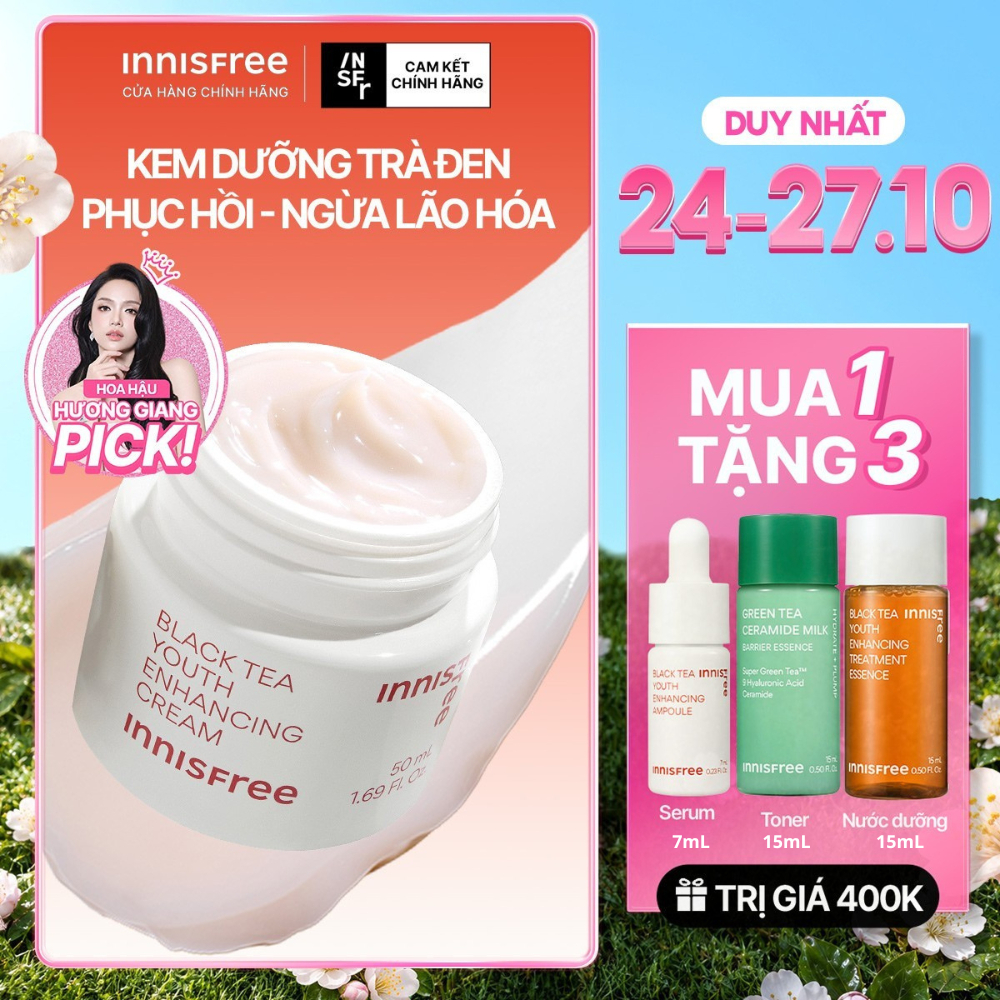 Kem dưỡng da ban đêm ngăn ngừa lão hóa từ trà đen innisfree Black Tea Enhancing Cream 50 mL