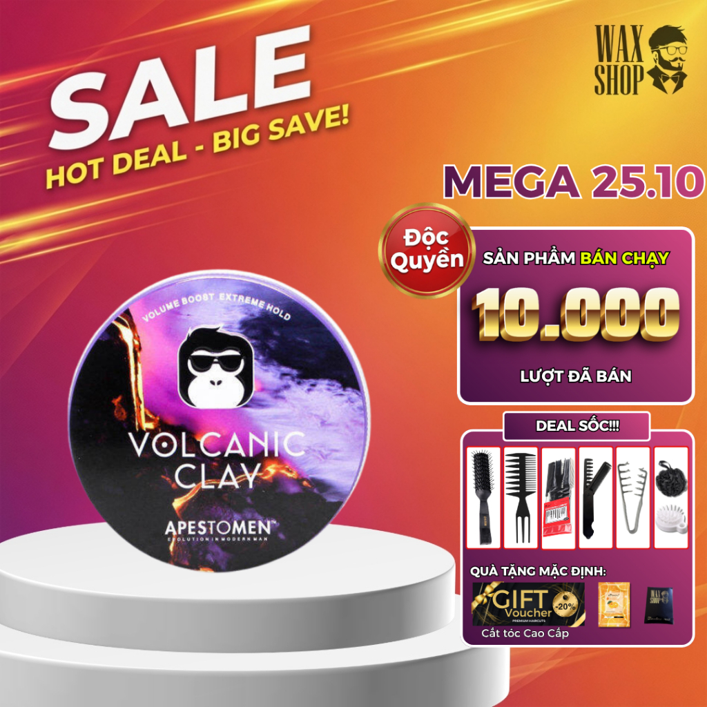 Sáp vuốt tóc nam Volcanic Clay Apestomen chính hãng gel, wax giữ nếp tóc - Waxshop - C2