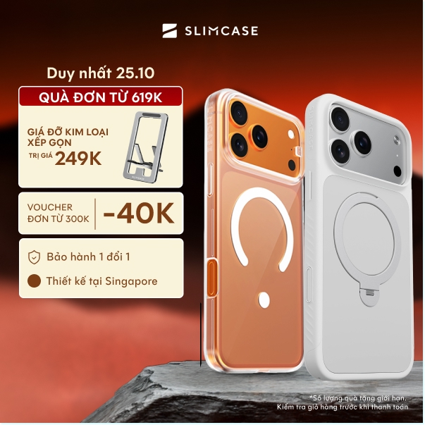 Ốp lưng iPhone 17 Pro Max / 17 Pro / 17 SLIMCASE - Không ố vàng, siêu mỏng, hỗ trợ sạc không dây
