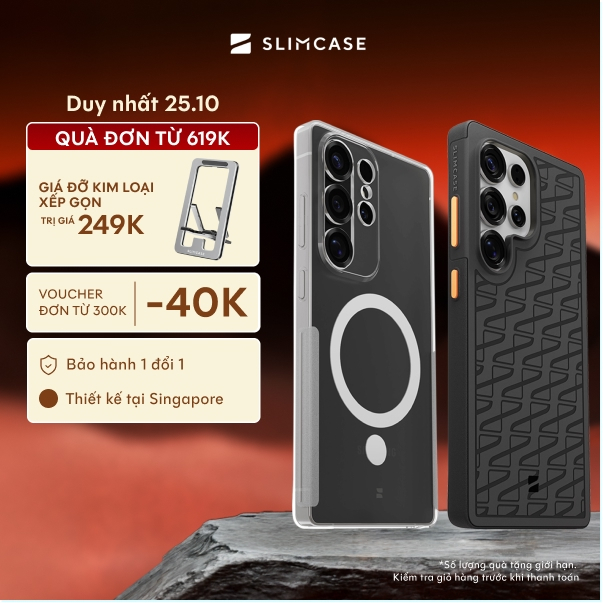 Ốp lưng Samsung S25 Ultra / S25 Plus / S25 SLIMCASE - Không ố vàng, siêu mỏng, hỗ trợ sạc không dây