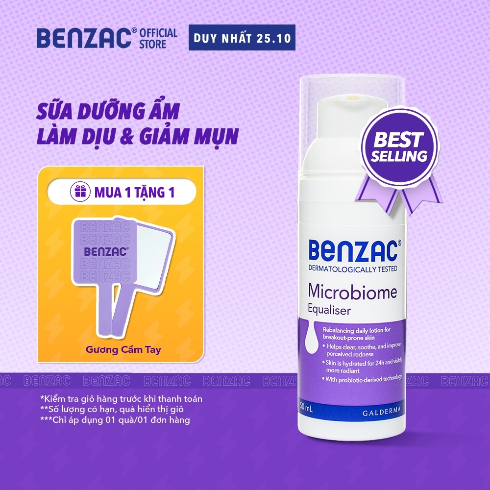 Sữa dưỡng ẩm giúp cân bằng hệ vi sinh cho da dầu mụn BENZAC Microbiome Equalizer 50ml