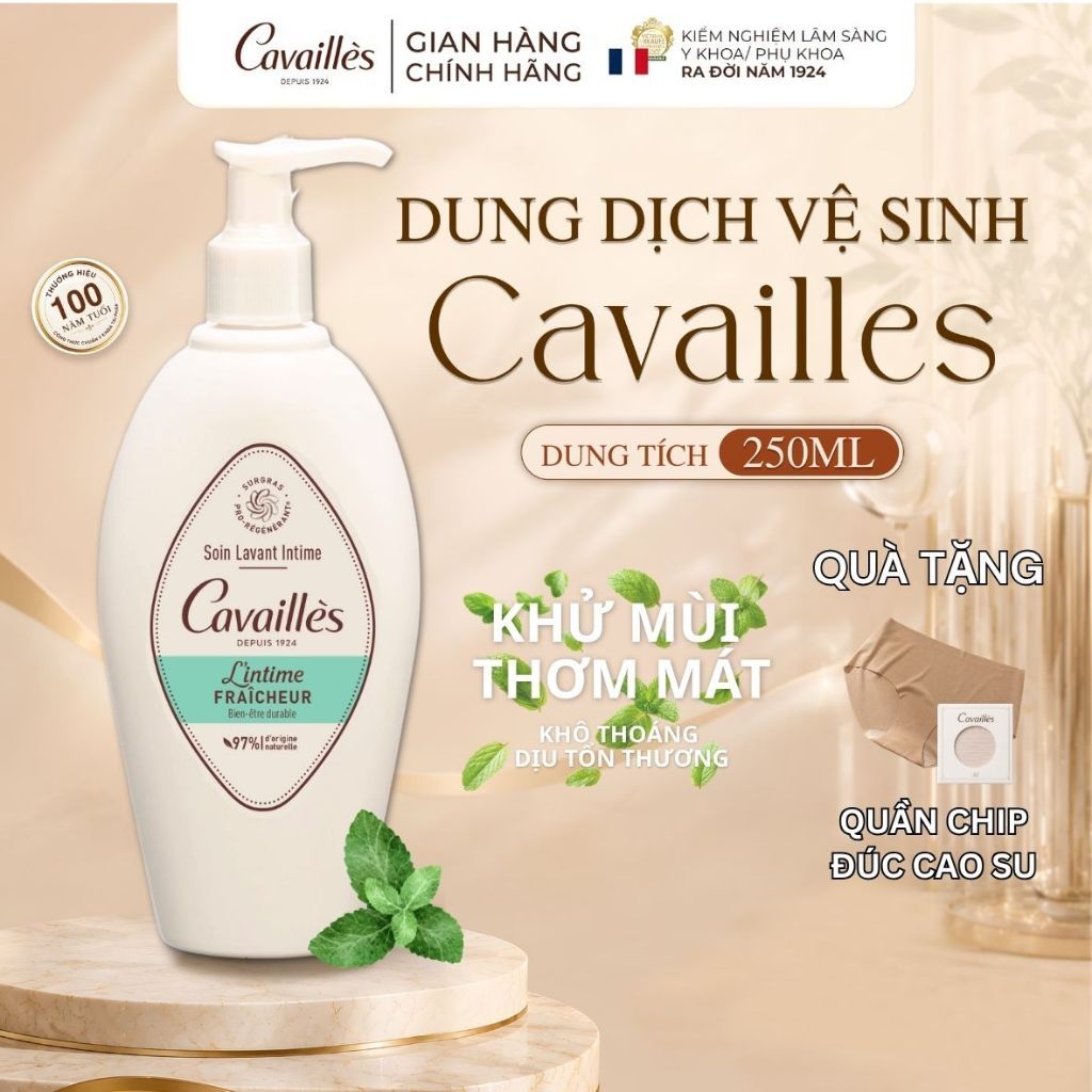 Dung Dịch Vệ Sinh Rogé Cavailles L'intime Fraicheur Sạch Mùi Thơm Mát Khô Thoáng 250ml