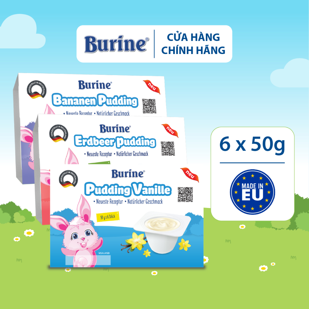 [Mix Vị] Combo 3 vỉ Pudding Ăn Dặm Burine Dành Cho Bé Từ 6 Tháng Tuổi, Bổ Sung Năng Lượng