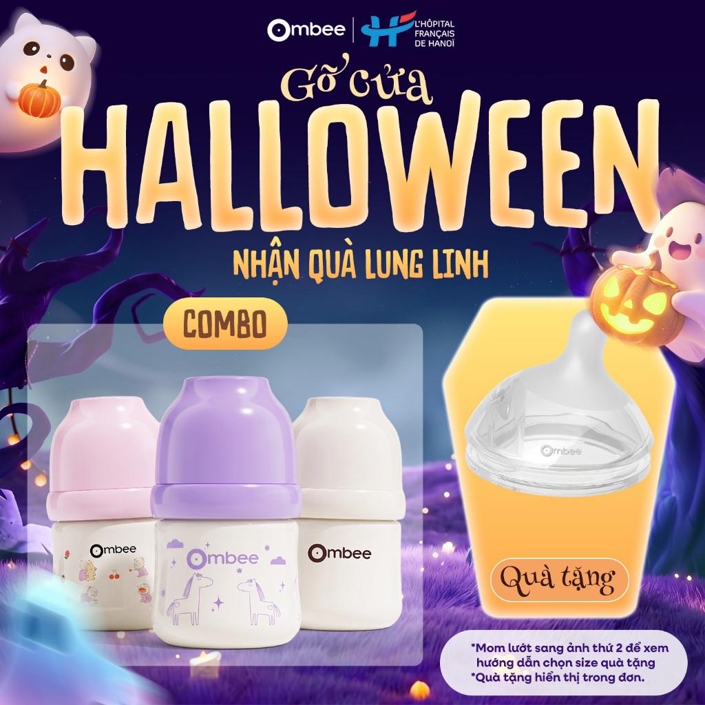 [MUA 2 BÌNH TẶNG 1 NÚM] Bình sữa Ombee PPSU Anti-colic - Phiên Bản Basic/Prince/Angel -90ml/170ml/270ml