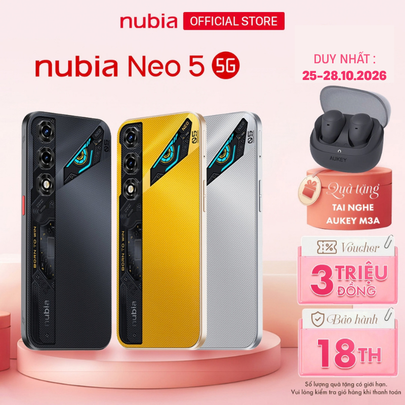 [Siêu Phẩm Giá Sốc] Điện thoại gaming Nubia Neo 5 5G I Chip Unisoc T9300 I Pin Kép 6050mAh sạc 45W I 2 Triggers Gaming