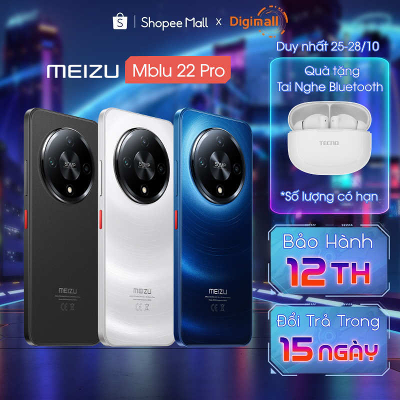 Điện Thoại Meizu Mblu 22 Pro Mediatek Helio G81 NFC Màn Hình 6.79" HD+ 120Hz Pin 5000mAh
