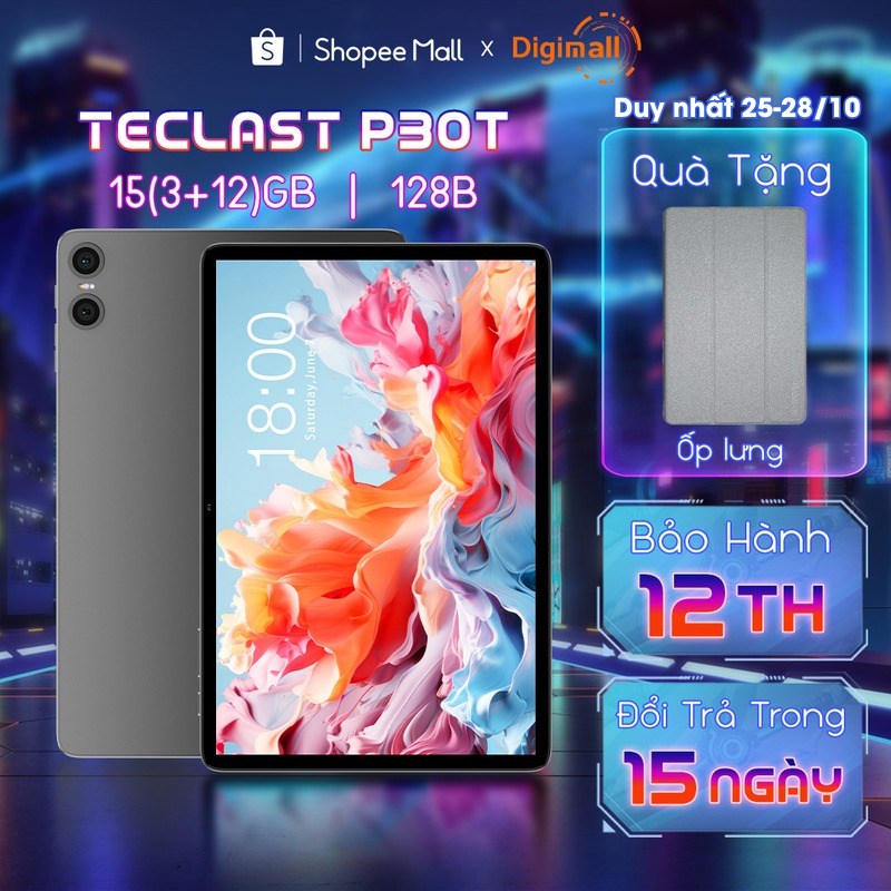 Máy tính bảng Teclast P30T 15GB(3+12)/128GB HD 10,1" 6000mAh | Hàng chính hãng Bảo hành 12 tháng