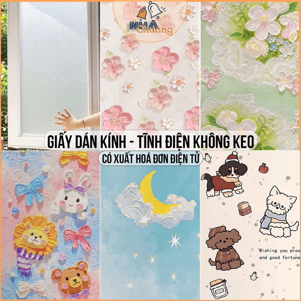 Giấy dán kính mờ TĨNH ĐIỆN KHÔNG KEO cao cấp siêu dày, decal dán mờ kính chống nhìn trộm, chống nắng
