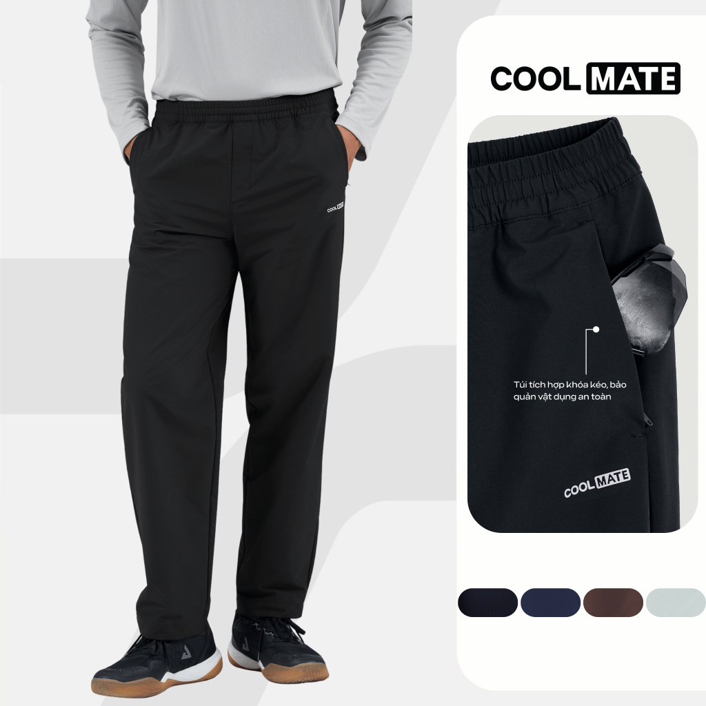 [MỚI]Quần dài thể thao nam TechComfort co giãn thoáng khí, dáng suông rộng, có dây rút điều chỉnh đa năng Coolmate