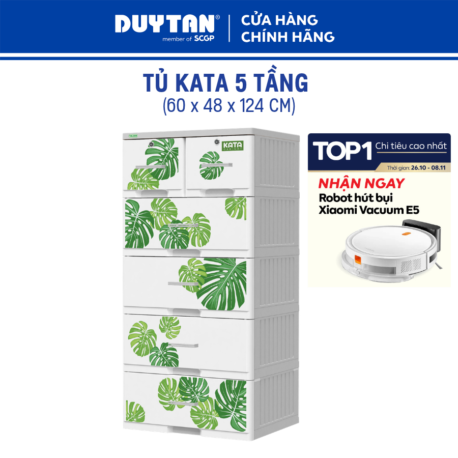 Tủ KATA 5 tầng DUY TÂN nhựa PP/ABS, bao gồm 4 hộc lớn và 2 hộc nhỏ, tủ quần áo đa năng, tiện lợi