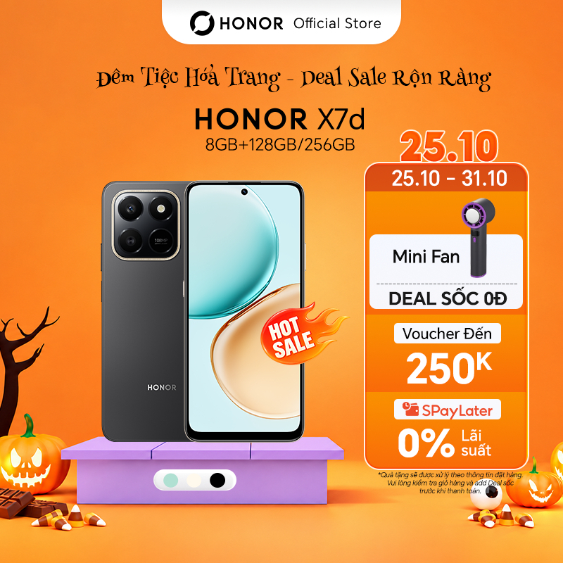 Điện Thoại HONOR X7d 8GB+128/256GB | Pin 6500mAh | Camera 108MP | Bảo hành 18 Tháng