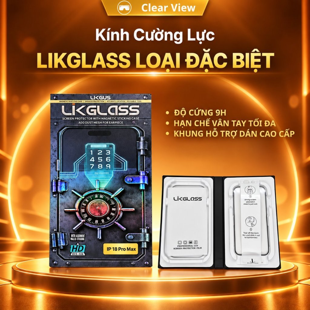 [ƯU ĐÃI 10%] Kính Cường Lực Hộp Rút CLEAR VIEW Siêu cứng 9H Hạn Chế Vân Tay, Viền Mỏng cho IP 12 13 14 15 16 17 18Promax