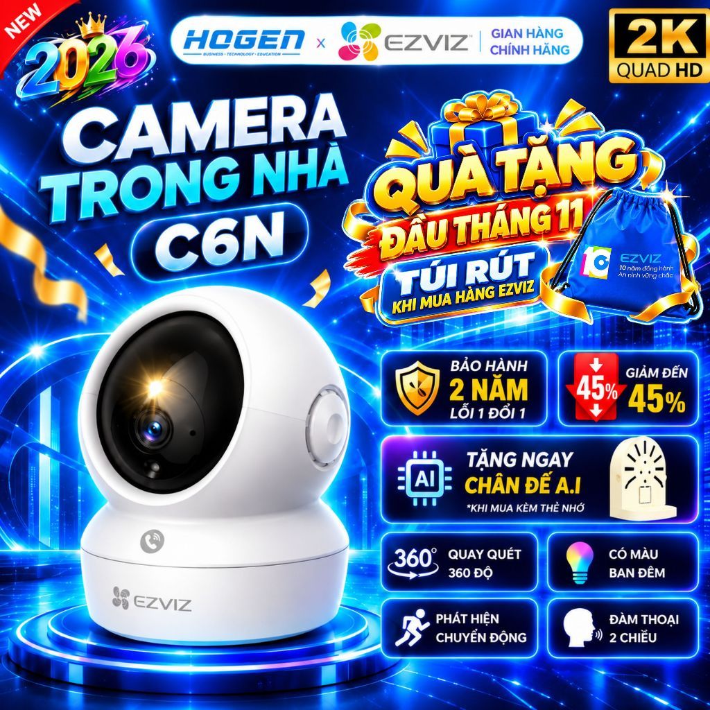 Camera WiFi Trong Nhà Ezviz C6N, H6C PRO 2MP 3MP 5MP -Xoay Quét 360,Đàm Thoại 2 Chiều, BH 24 Tháng