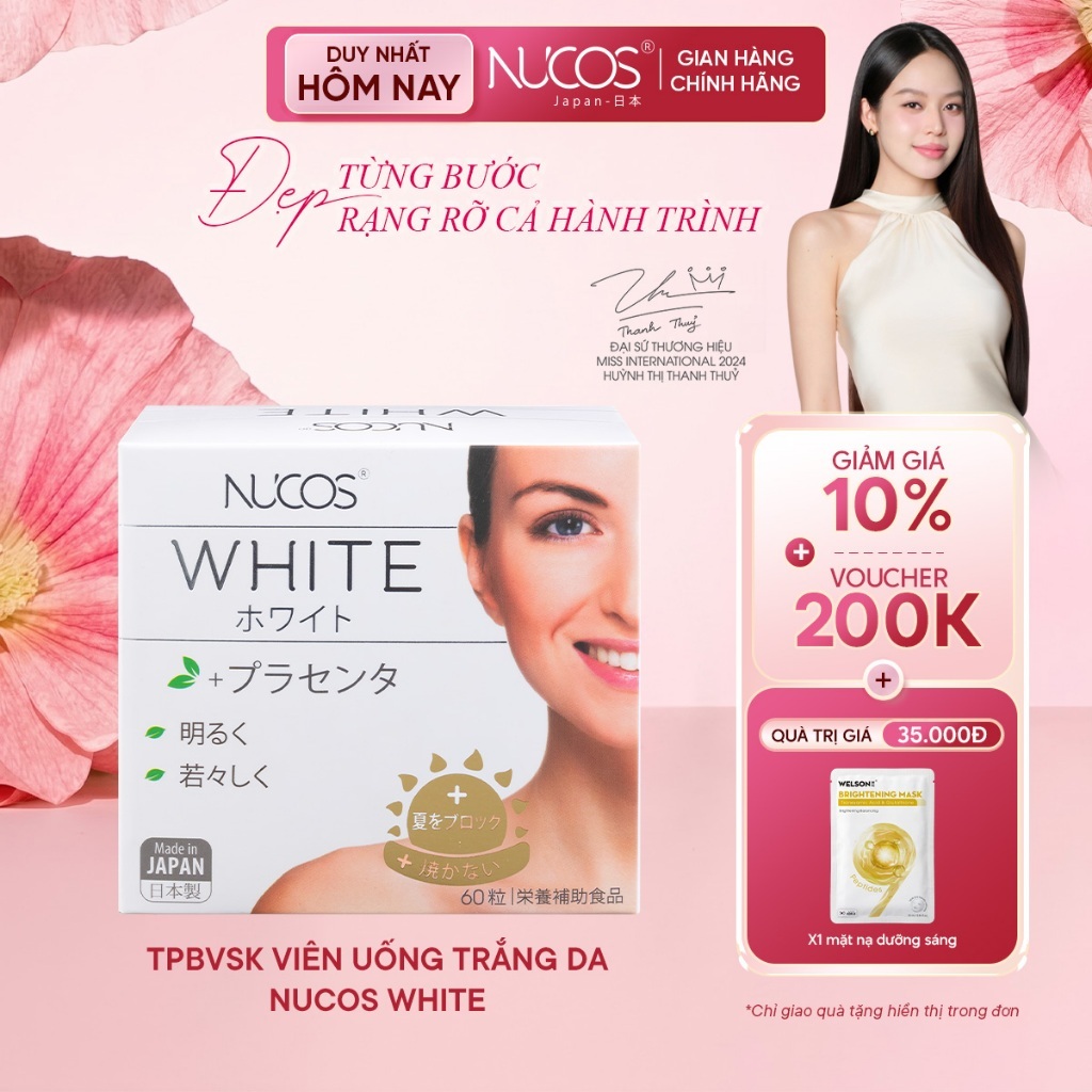 TPBVSK Viên Uống Trắng Da Nucos White Hỗ Trợ Mờ Thâm Nám Sáng Da Chống Nắng [Hộpx60 viên]