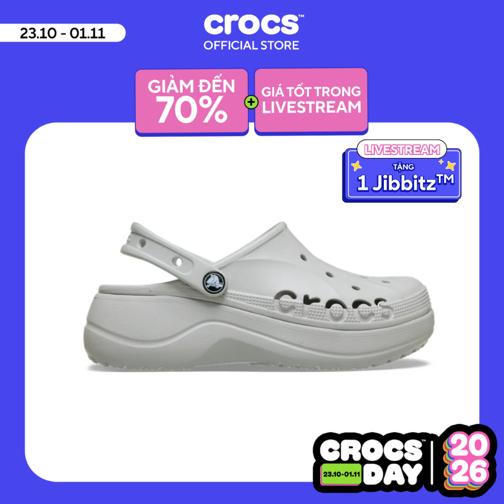 Giày Clog Nữ Crocs Baya Platform - Pearl - 208186-101