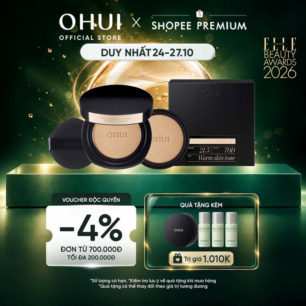 [OHUI Official] Phấn nước kiềm dầu che phủ cao mỏng nhẹ OHUI Ultimate Cover Denier Cushion SPF50/PA+++ 13G (Tặng 1 lõi)