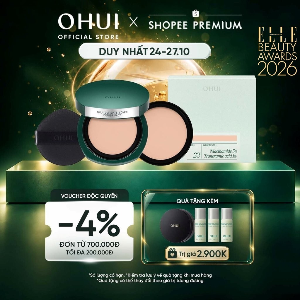 [OHUI Official] Phấn nền nén che đốm thâm phủ cao dưỡng sáng OHUI Ultimate Cover Denier Pact SPF50+/PA+++ 15g, Lõi 15g