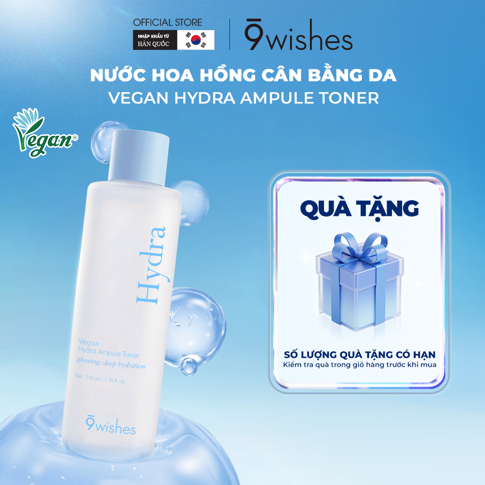 Toner Thuần Chay Cấp Ẩm Đa Tầng Và Làm Dịu Da 9Wishes Vegan Hydra Ampule Toner 210ml