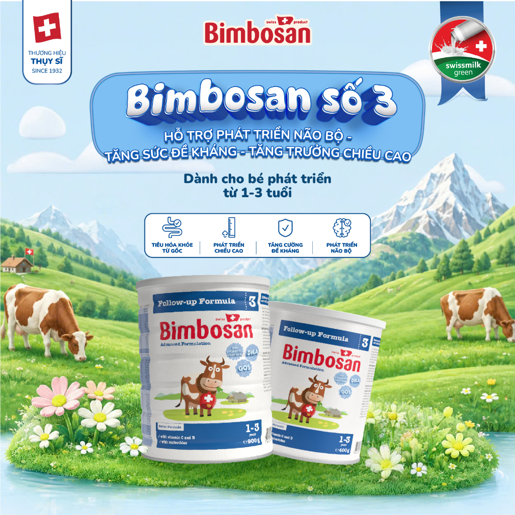 Sữa Bimbosan Giai Đoạn 3 Giúp Hỗ Trợ Phát triển Chiều Cao Nhập Khẩu Chính Hãng Nội Địa Thụy Sĩ