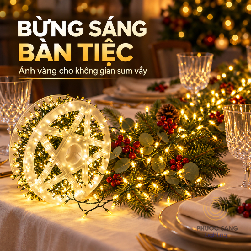 Đèn LED Hạt Gạo Xương Cá Đom Đóm Dây Đồng Xanh Ánh Vàng Kèm Remote 20m 30m 50m Trang Trí Noel Tết