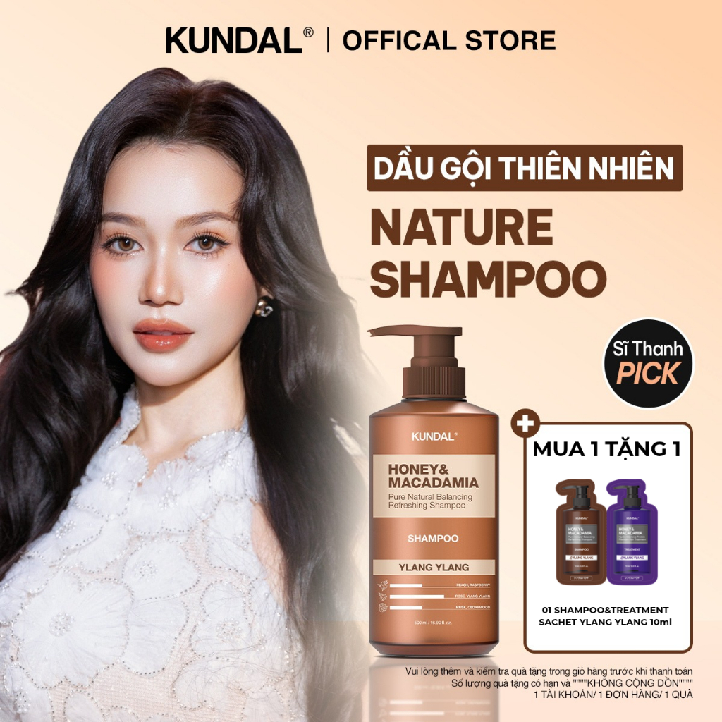 [MỚI] Dầu Gội KUNDAL Honey & Macadamia Nature Shampoo Thiên Nhiên Phục Hồi Tóc Hư Tổn Giảm Gãy Rụng 500ml